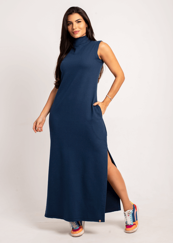 Vestido longo Essential - Azul marinho