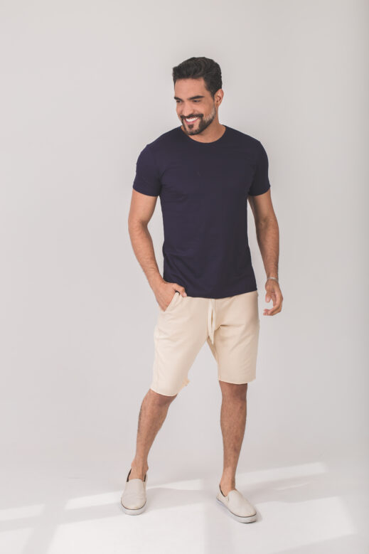 Bermuda Moletom Masculina - Bege