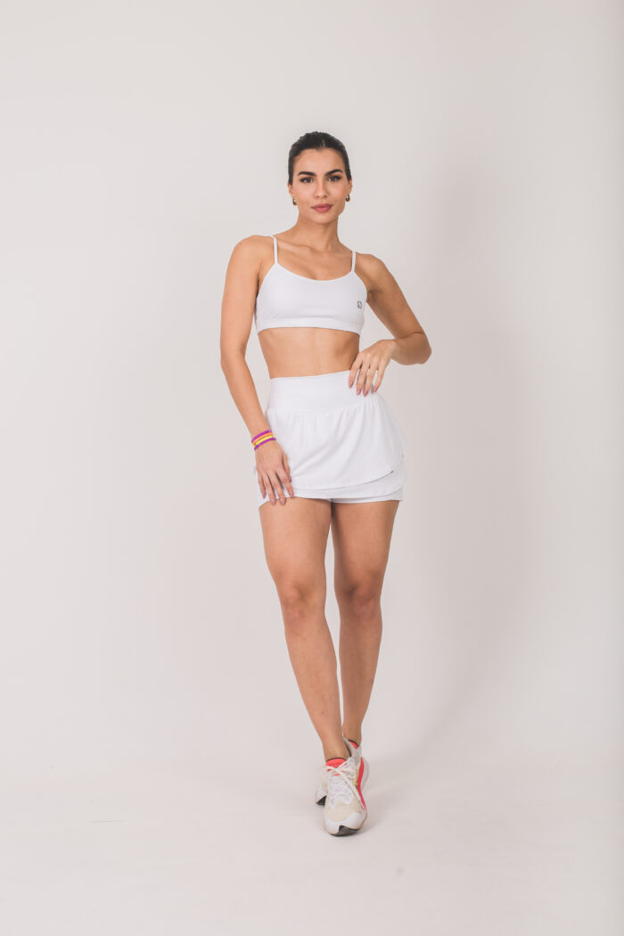 Short Saia fitness Trevo - Branco