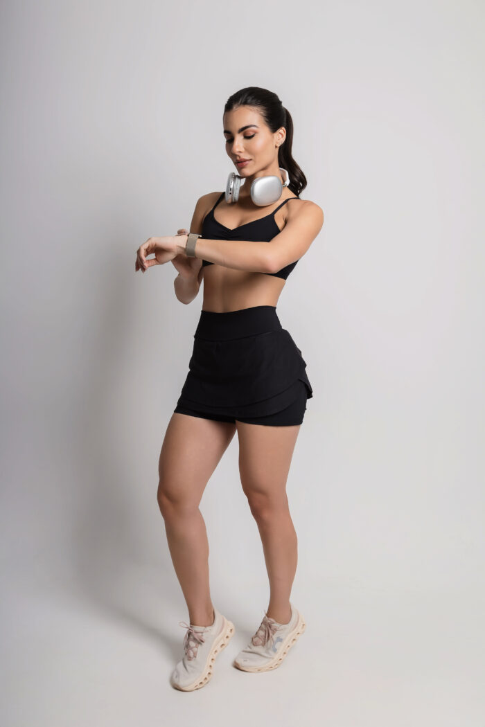 Short Saia fitness Trevo - Preto