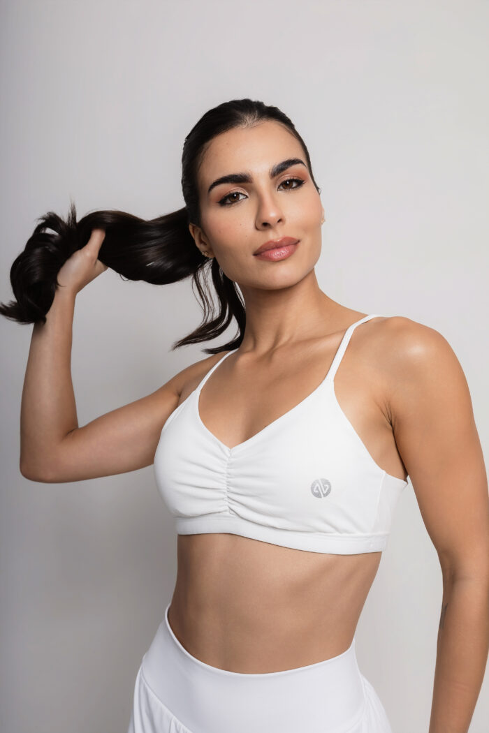 Top fine franzido branco